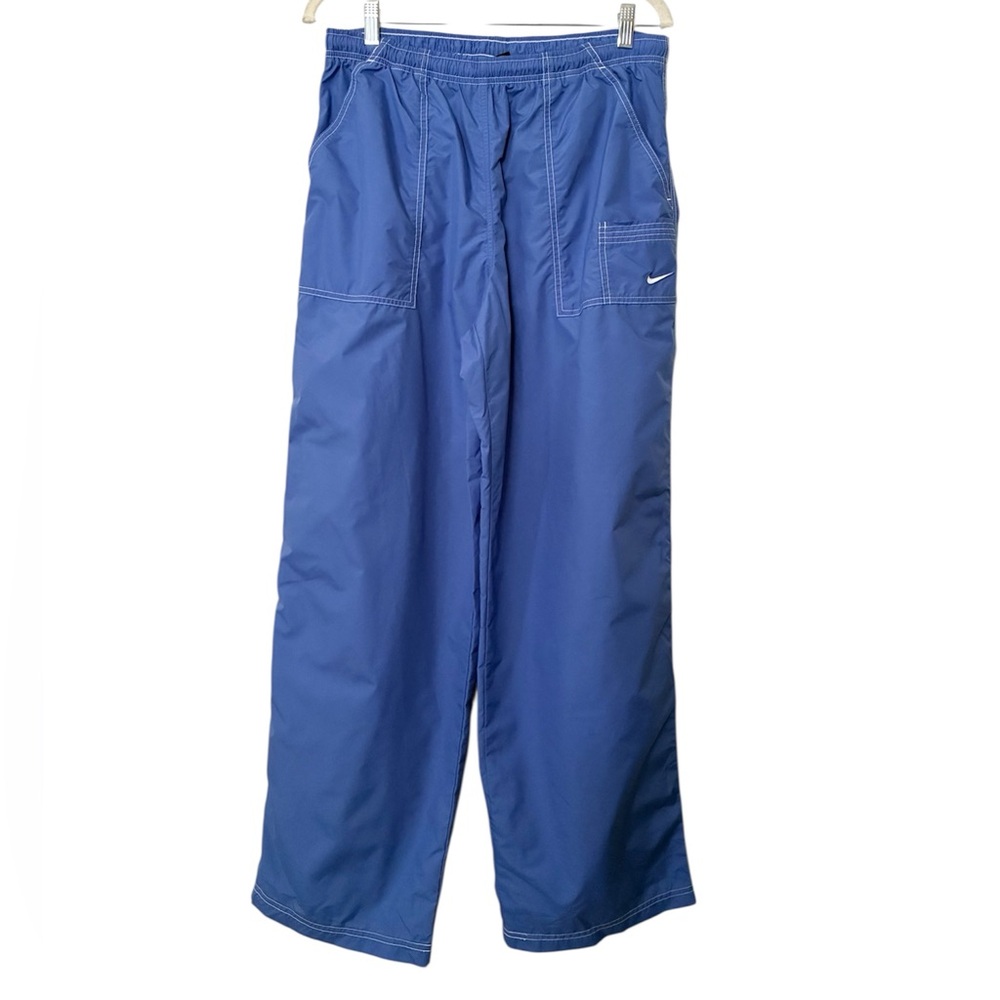 Vintage Nike Windbreaker Blue Athletic Straight Wide Leg Pants High Rise Y2K